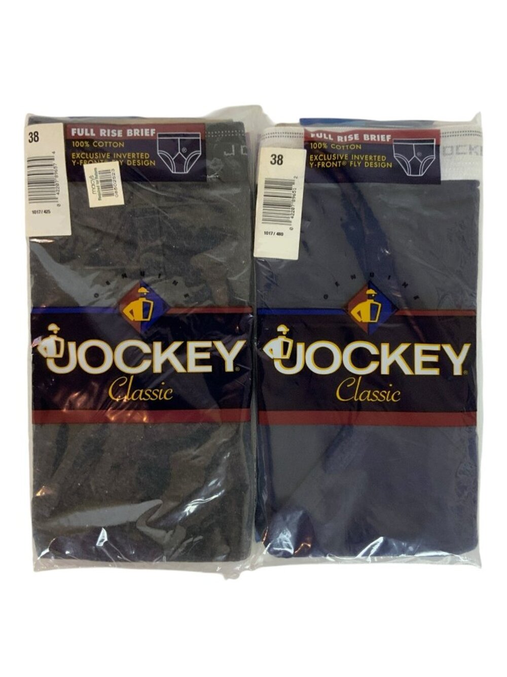 Vintage Jockey Classic Mens Full Rise Briefs 2 Pair 38 Navy Blue Dark Gray 1996